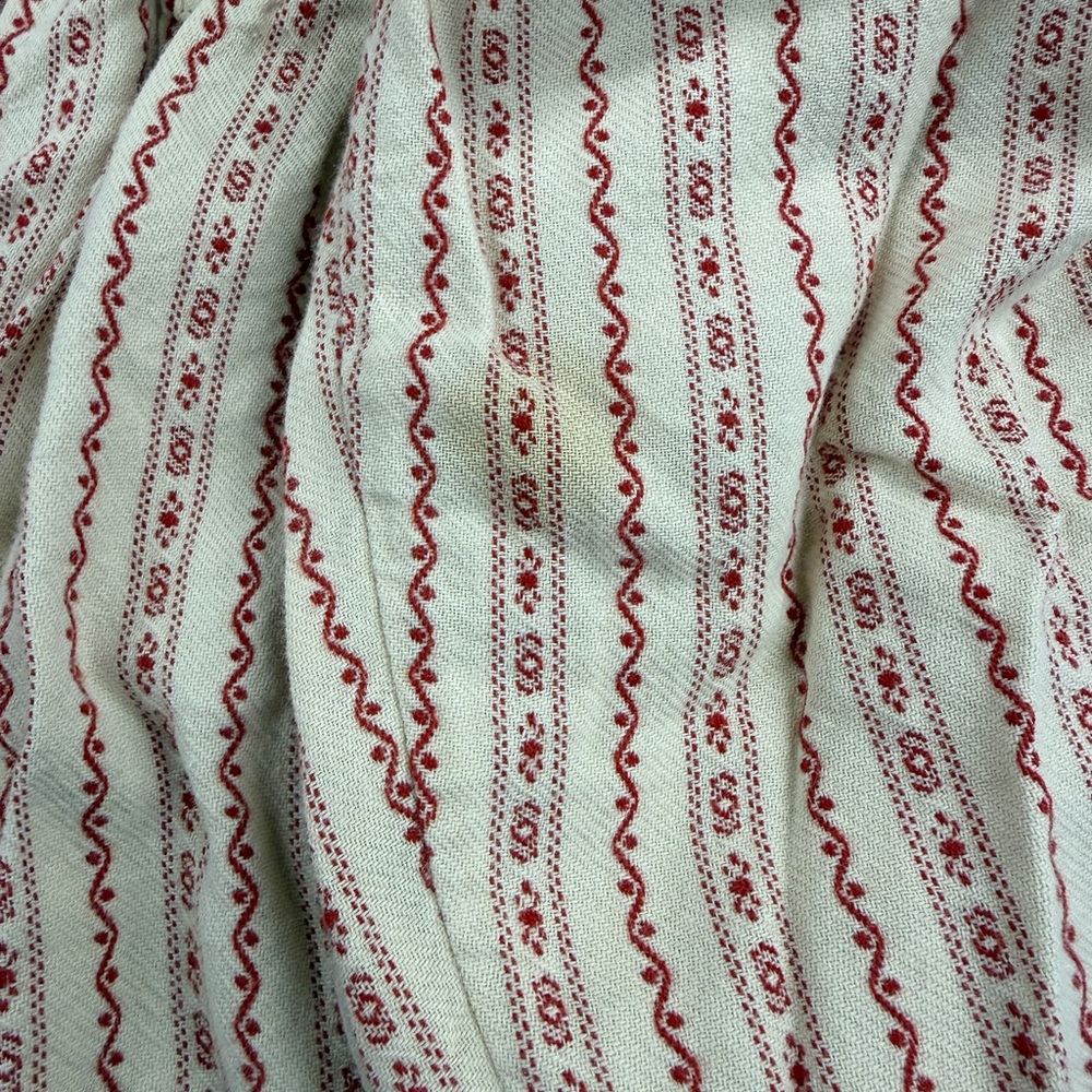 90s Vintage L.L. Bean Dobby Striped Cotton Flannel Nightgown Red White Medium - Picture 12 of 12
